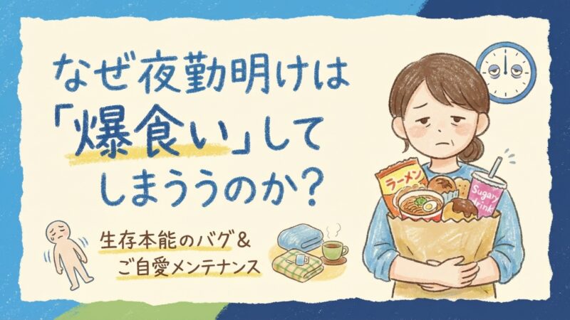 【夜勤の裏側】なぜ夜勤明けは「爆食い」してしまうのか？体への影響と、自分にできることから始める「ご自愛メンテナンス」 