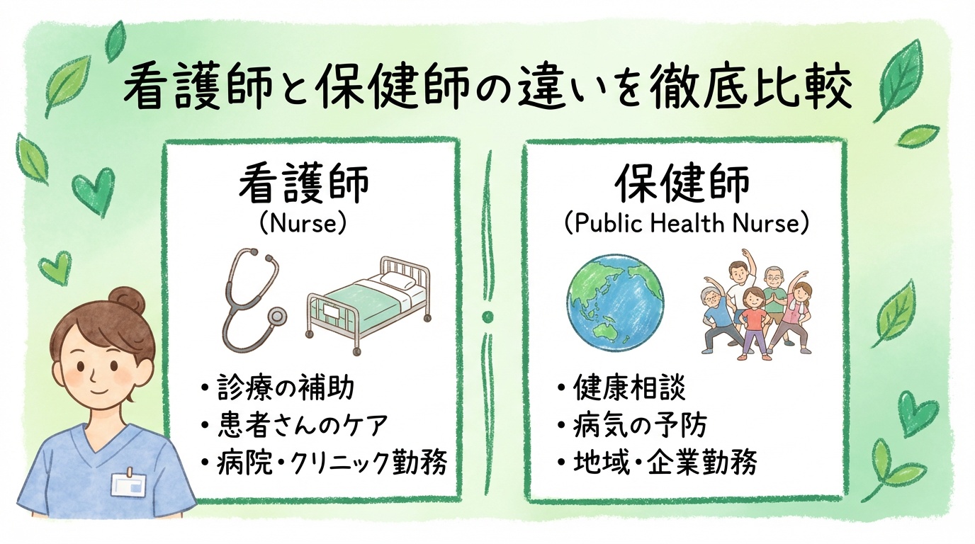 看護師と保健師の違いを徹底比較｜仕事内容・年収・働き方【40代・50代の転機に】