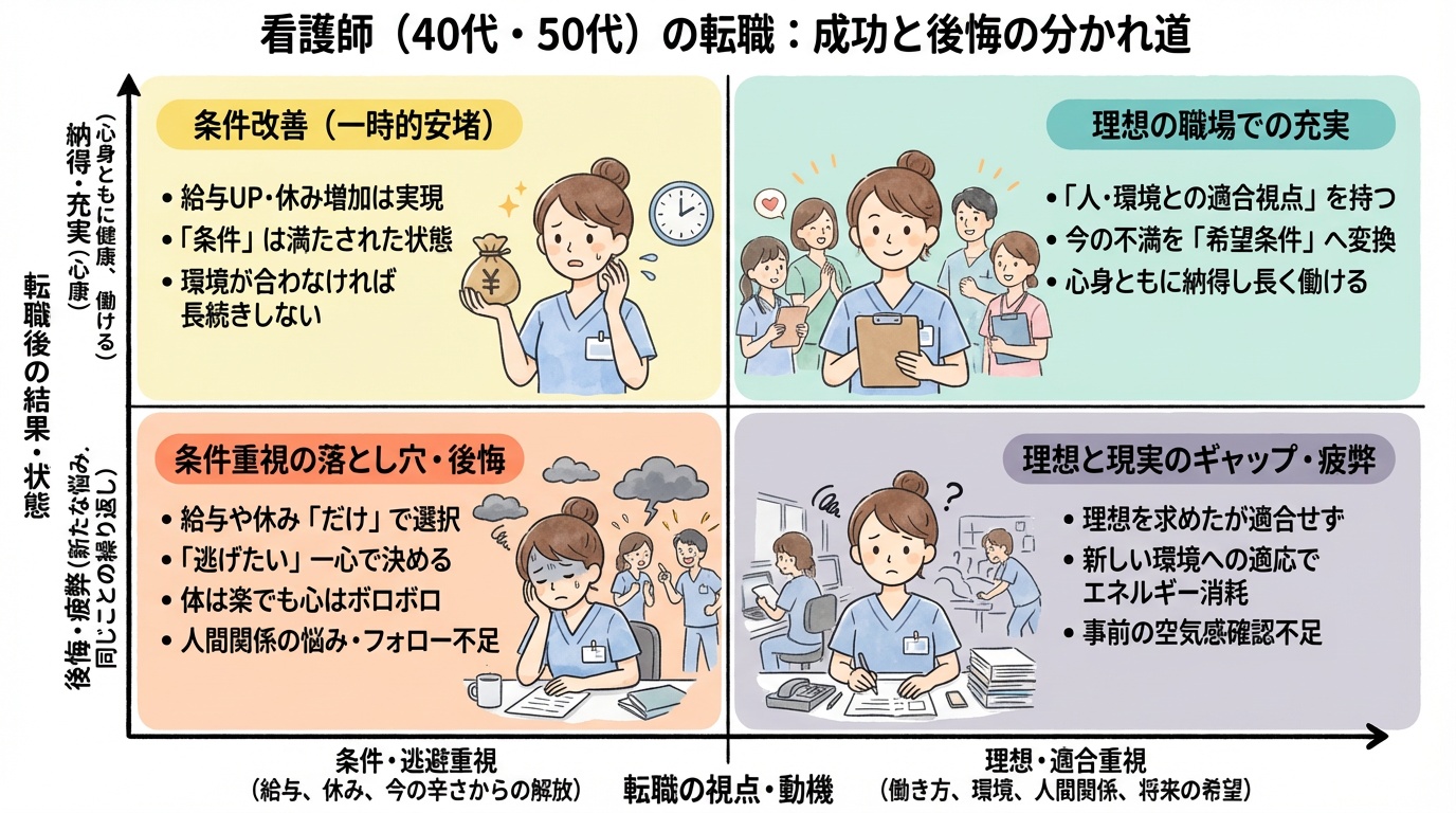 看護師の転職で失敗する人の共通点【40代・50代向け】