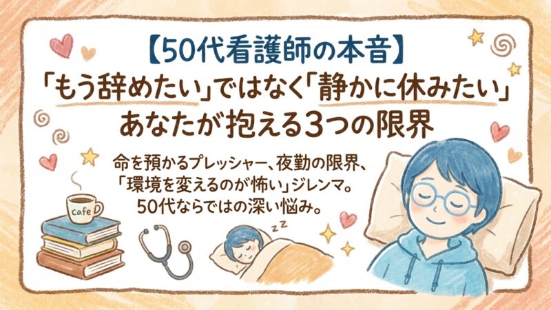 【50代看護師の本音】「もう辞めたい」ではなく「静かに休みたい」あなたが抱える3つの限界 